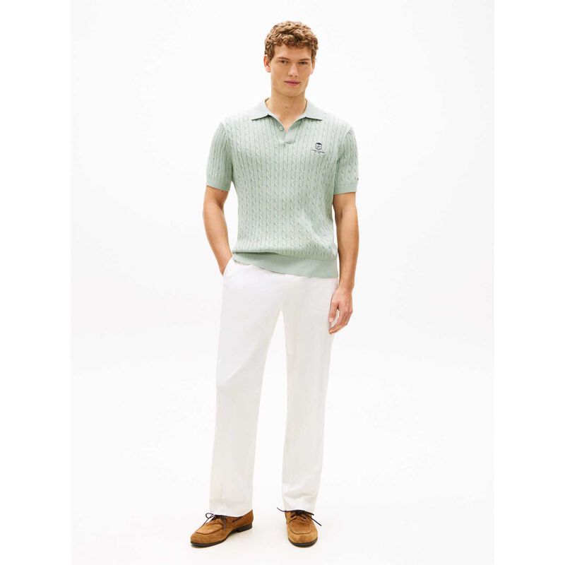 Tommy Hilfiger Regular Fit Embroidery Cable Knit Polo Shirt image number 3